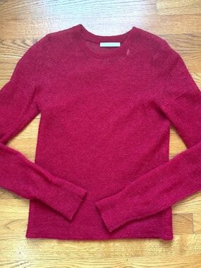 Helmut Lang Red Semi Sheer Light Sweater Top XS